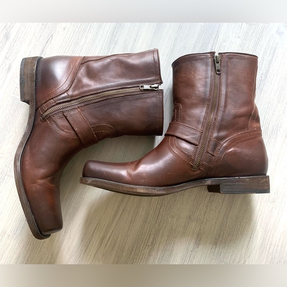 FRYE Mens Boots Size 11 Leather Brown Zipper Closure Casual Work Shoes - Picture 15 of 16
